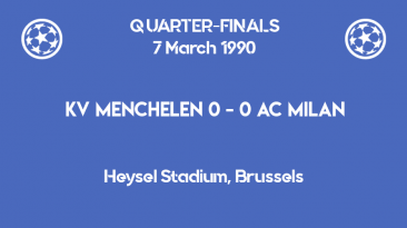 UCL 1990 - KV Menchelen Milan -quarterfinals - first leg scoreboard