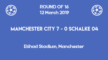 Manchester City crashing Schalke04 with 7 goals in the second leg of Champions League 2019 round of 16