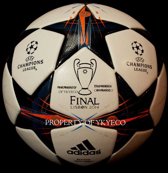 The Adidas Finale Lisbon Ball used during The Champions League 2013 2014 final won by Real Madrid