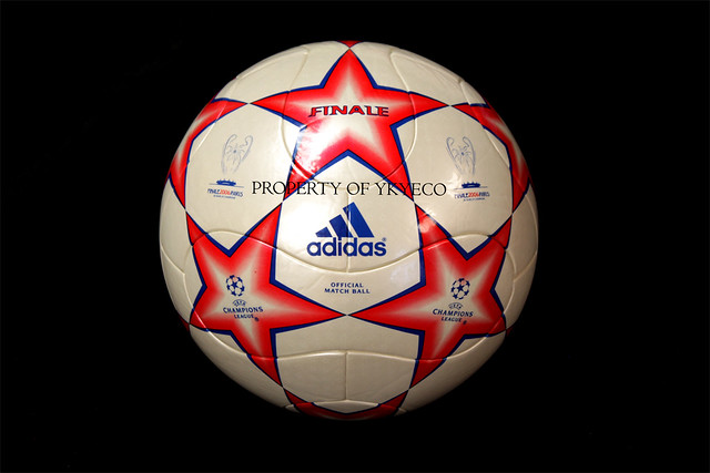 The Adidas Finale Paris Ball used during The Champions League 2005-2006 final when Barcelona got the trophy